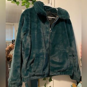 Hollister green fur jacket